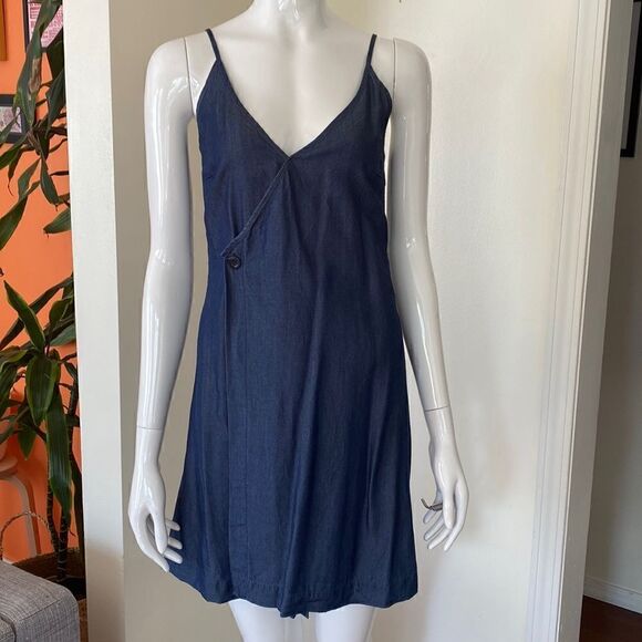 G Star Raw Dark Denim Mini Wrap Dress Size XS - Picture 2 of 11